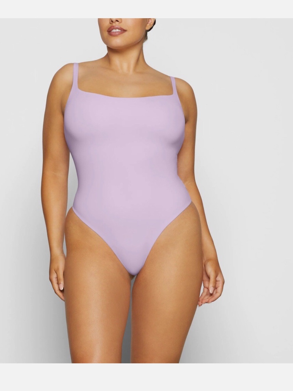 SKIMS Fits Everybody Square Neck Bodysuit in Sugar Plum - XXS